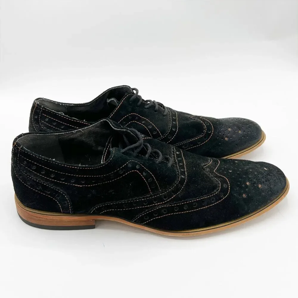 Steve Madden Wakken Suede Lace Up Dress Oxford Shoe Size 11.5 Black